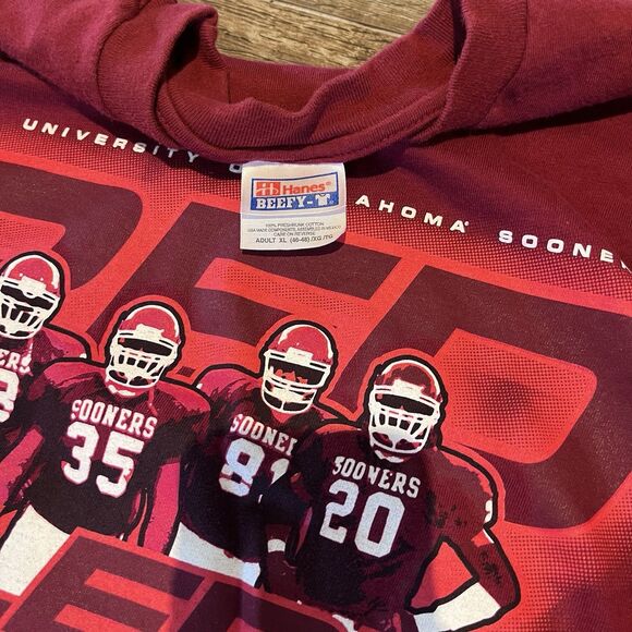 Vintage OU Red Alert Warning Squad Mens Shirt XL Signatures Sooners Football Y2K - Picture 5 of 10